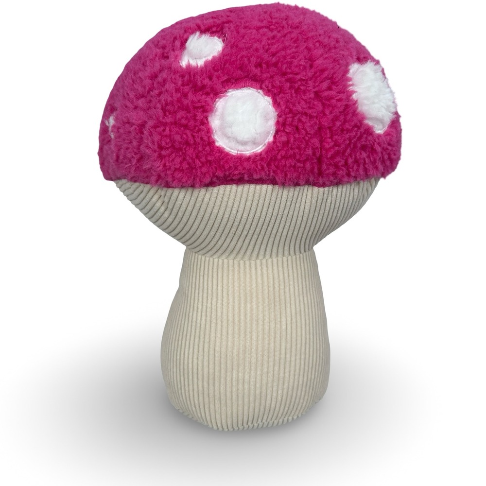 Cupcakes and Cashmere Pink Sherpa Mushroom Plush Corduroy Decorative Pillow